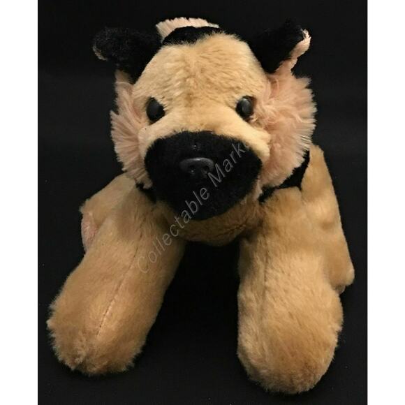 8" Aurora Floppy Flopsie Brown & Black Shepard Puppy Beanbag Plush - Picture 1 of 8